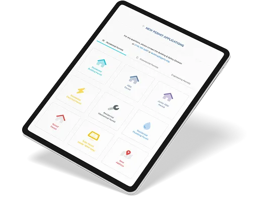 New permit applications in the customer portal on a tablet